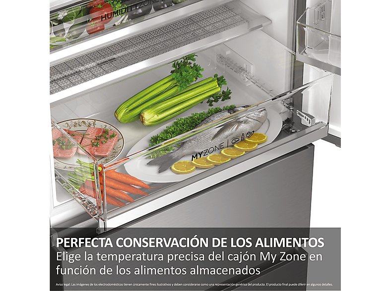 Frigorífico combi - Haier Series 7 HTW7720CNMM, No Frost, 201 cm, 486 l, My Zone, Daylight, Inox Platino — foto 7