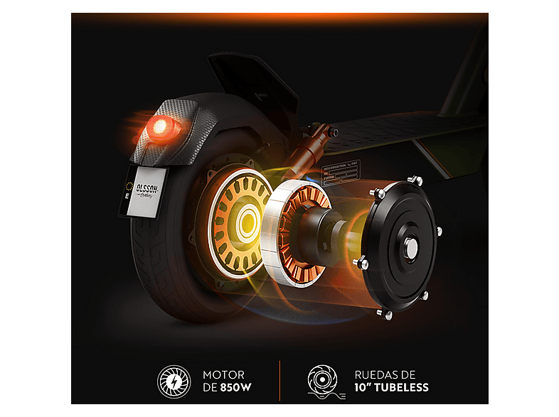 Patinete eléctrico - Olsson MAMBA LITE homologado DGT 35km autonomía, Pot. máx. 850 W, Carga máx. 120 kg, hasta 35 km autonomía, 10000 mAh — foto 4