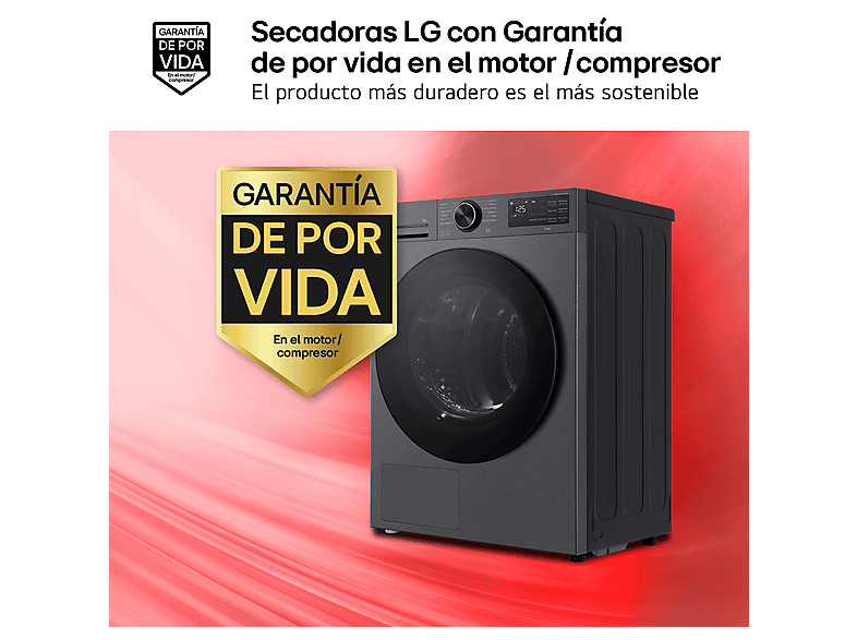Secadora bomba de calor - LG RHX5009TBB, 9 kg, 12 programas, AI DUAL Inverter™, ThinQ™, Acero Grafito Mate Antihuellas — foto 4