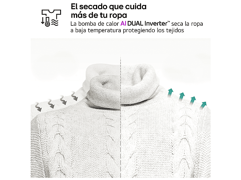 Secadora bomba de calor - LG RHX5009TBB, 9 kg, 12 programas, AI DUAL Inverter™, ThinQ™, Acero Grafito Mate Antihuellas — foto 6