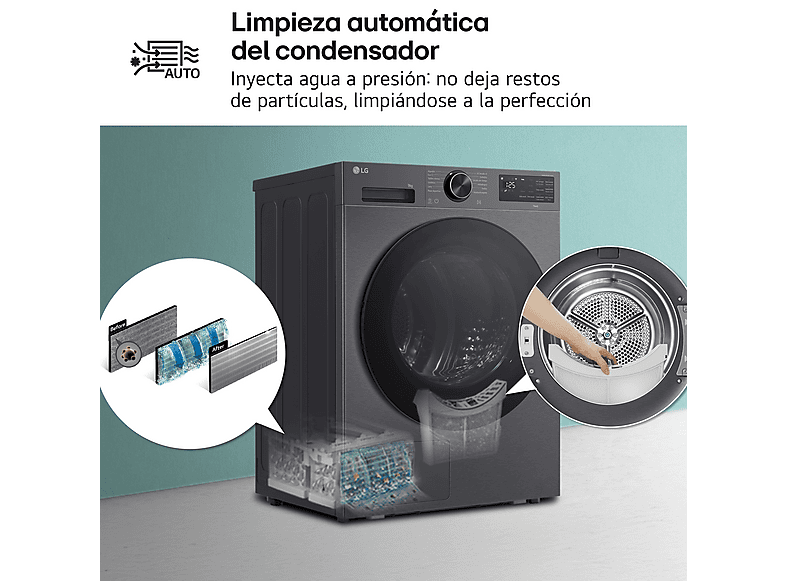 Secadora bomba de calor - LG RHX5009TBB, 9 kg, 12 programas, AI DUAL Inverter™, ThinQ™, Acero Grafito Mate Antihuellas — foto 10