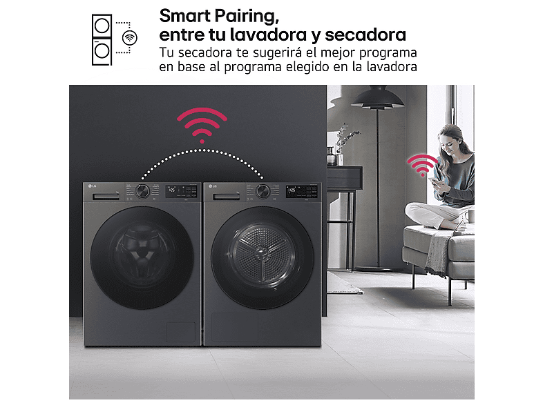 Secadora bomba de calor - LG RHX5009TBB, 9 kg, 12 programas, AI DUAL Inverter™, ThinQ™, Acero Grafito Mate Antihuellas — foto 12