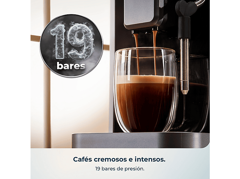 Cafetera superautomática - Cecotec Cremmaet Lungo Steam, Vaporizador, 5 bebidas, Pantalla táctil, 19 bares, Thermoblock, Molinillo integrado, Negro — foto 6