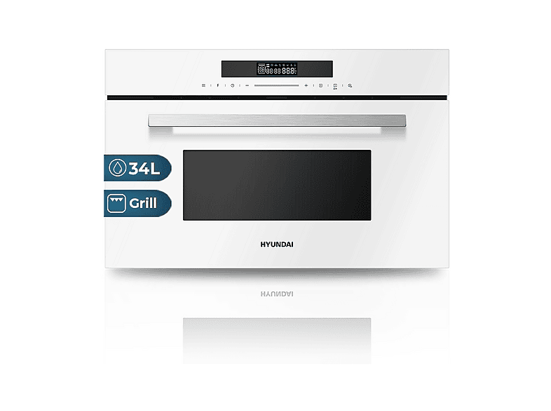 Microondas - Hyundai HHMW3414DGW00, 900 W, 5 potencia, 34 l, Cristal blanco
