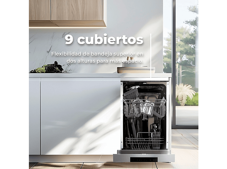 Lavavajillas libre instalación 45 cm - Evvo D1X Slim, 5 programas, 45,0 cm, Inox — foto 7