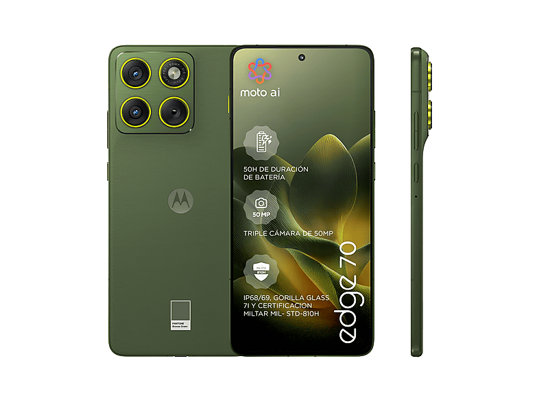 Móvil - Motorola edge 70, Bronze Green, 512 GB, 12 GB RAM, 6.67 " Super HD pOLED AMOLED, Snapdragon® 7 Gen 4, 5200 mAh — foto 6