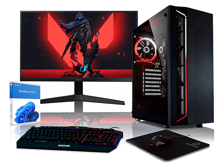 Pack PC Gaming - Beastcom Q3 | Essential Gaming, AMD Ryzen™ 5 3400G, 16 GB RAM, 1 TB SSD, Radeon™ RX Vega 11, Windows 11 Home, Monitor 24 " UHD 4K