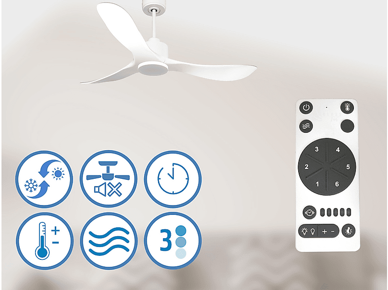 Ventilador de techo - Purline TongaD132C0364872, 6 velocidades, Blanco — foto 5