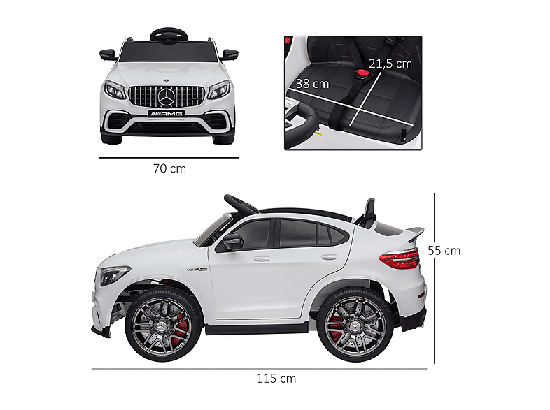 Coche Eléctrico Infantil - Homcom +3 años, mando, música, luces, doble apertura, 12V, batería — foto 4