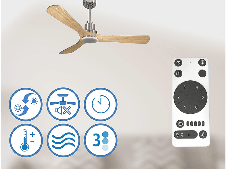 Ventilador de techo - Purline ParosD132C04LED64546, 18 W, 6 velocidades, Plata — foto 4