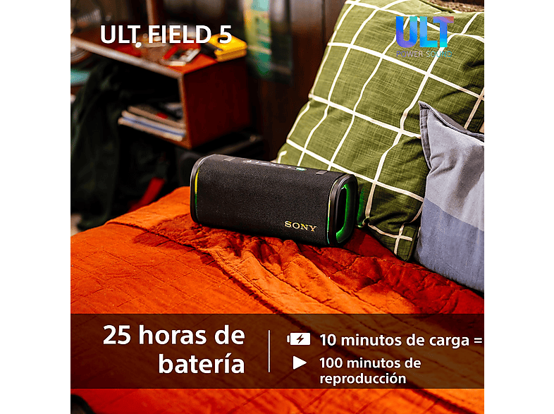 Altavoz inalámbrico - Sony ULT FIELD 5 (SRSULT50W), Bluetooth portátil, ULT POWER SOUND, 25 h, IP67, Resistente al agua, Correa, Con luces, Blanco — foto 6