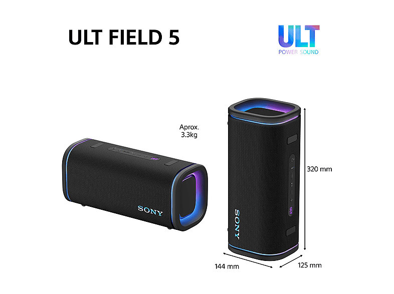 Altavoz inalámbrico - Sony ULT FIELD 5 (SRSULT50W), Bluetooth portátil, ULT POWER SOUND, 25 h, IP67, Resistente al agua, Correa, Con luces, Blanco — foto 12