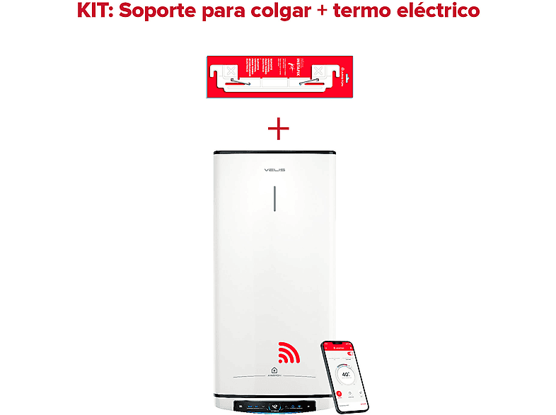 Termo Eléctrico - Ariston VELIS PRO WIFI 100 ES EU + INSTAFIX, 100 l, Blanco