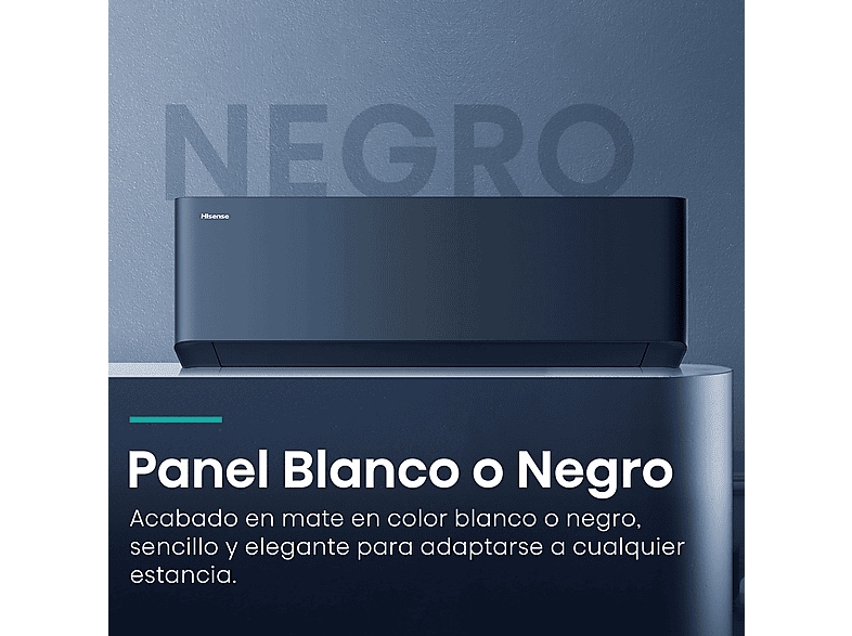 Aire acondicionado Split 1 x 1 - Hisense Uni Pure HB35, 3000 fg/h, Wi-Fi, Filtro Hi Nano, IA Smart, Negro — foto 8