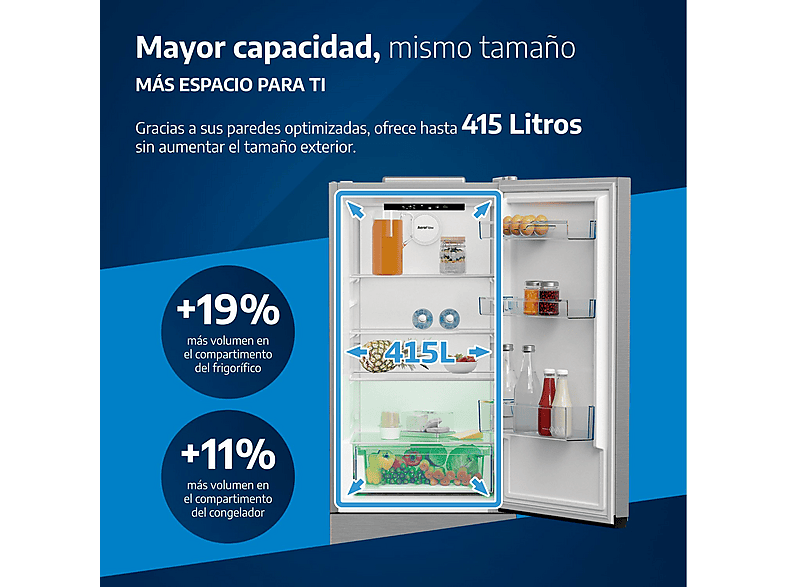 Frigorífico combi - Beko B5RCNE416HXB, Neo Frost Dual Cooling, 203.5 cm, 415 l, AeroFlow, Tecnología Harvest Fresh, Inox — foto 12