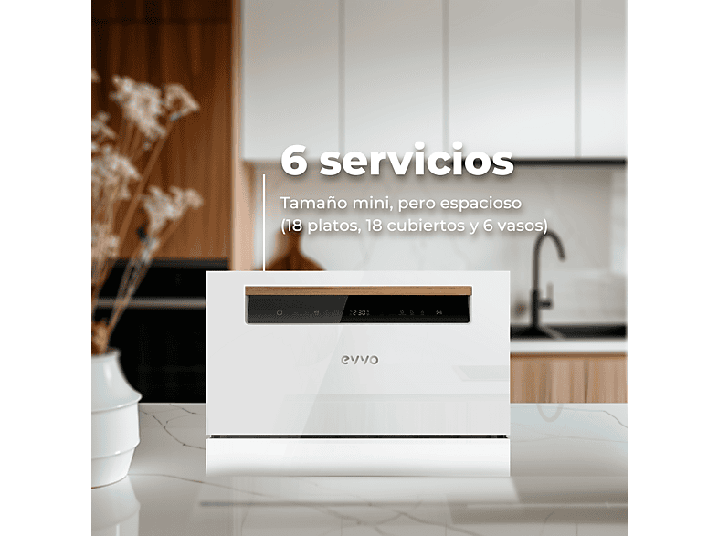 Lavavajillas compacto MINI D - Evvo, EVVO, Encimera, 7 programas, Blanco — foto 3