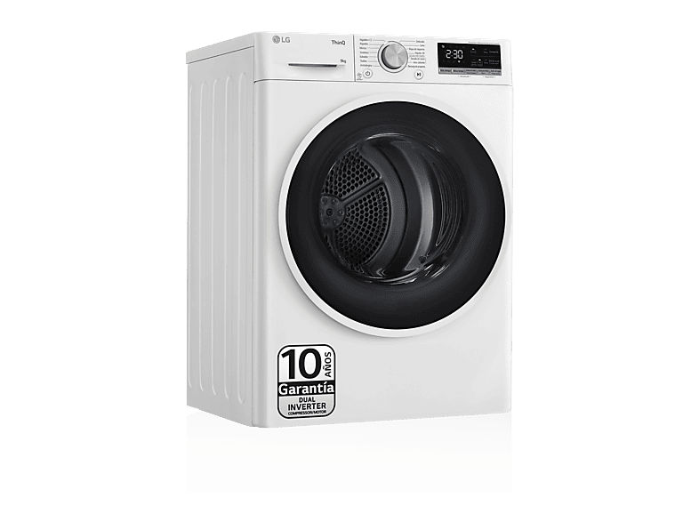 Secadora - LG RH90V5AV6N, Bomba de calor, 9 kg, 14 programas, Blanco — foto 1