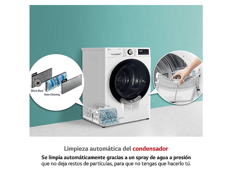 Secadora - LG RH90V5AV6N, Bomba de calor, 9 kg, 14 programas, Blanco — foto 7