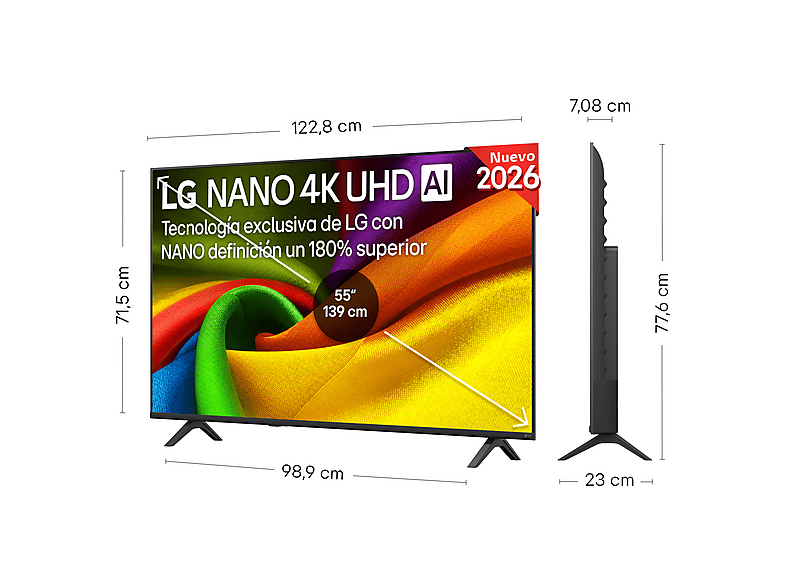 TV LED 55" - LG 55NU850B6LA, UHD 4K, Procesador Inteligente α7 AI Processor 4K Gen9, Smart TV, DVB-T2 (H.265), Negro — foto 17